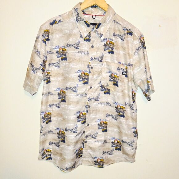 Marmot x Bronco Syrocco Button Front Shirt-Large-Vented-Quick Dry-UPF-Pocket - Picture 1 of 10